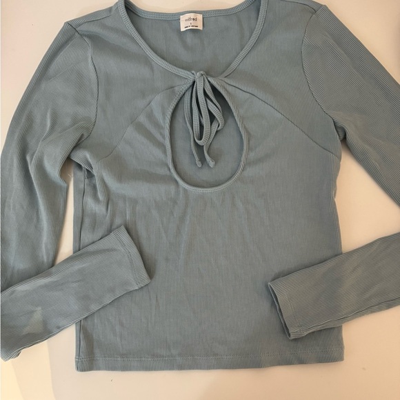Aritzia Wilfred Harlequin Longsleeve Keyhole Top S - Picture 1 of 11